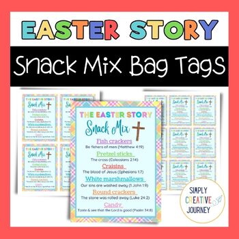 Preview of Easter Story Snack Mix Bag Tags for Easter Activity or Bible Story Activity
