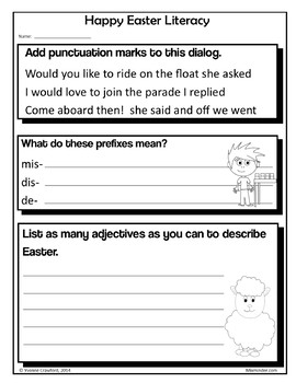 Easter NO PREP Printables - Fourth Grade Common Core Distance Learning