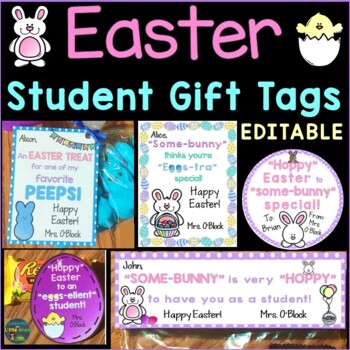 Preview of Easter Student Gift Tags - 9 EDITABLE Gift Tag Designs Easter Student Gifts