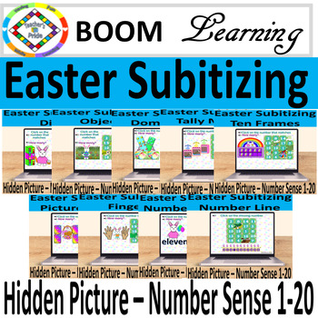 Preview of Easter Subitizing Hidden Picture Number Sense 1-20 Boom Cards Bundle