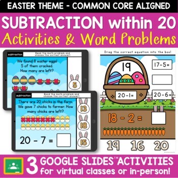 Preview of Easter Subtraction Activities Google Slides | Subtract within 20