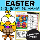 Easter Subtraction Facts Color by Number Worksheets - Earl