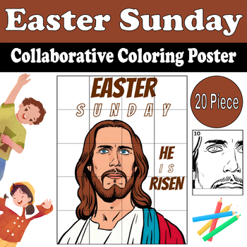Preview of Easter Sunday Collaborative Coloring Poster | Jesus Christ | Easter Activities
