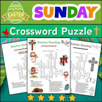 Preview of Easter Sunday Crossword Puzzle Worksheet Activity⭐No Prep⭐(4th 5th 6-7th Grade)