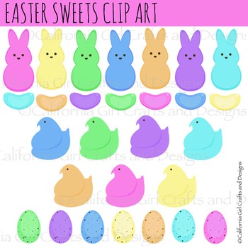 Easter Sweets Clip Art Set Peeps Bunnies Chicks Eggs Jelly Beans