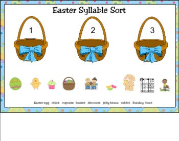 Preview of Easter Syllable Sort for Smart Board