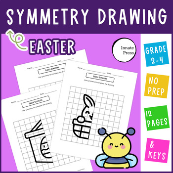 Preview of Easter Symmetry Drawing Worksheets for 2nd 3rd and 4th Grade Math