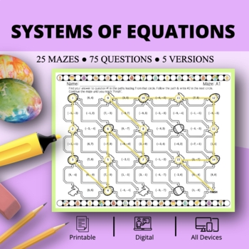 Preview of Easter: Systems of Equations Maze Activity
