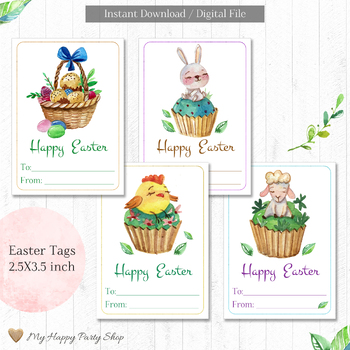 Preview of Easter Tags, Easter Gift Tags , Printable, 2.5X3.5 inch - 4 designs
