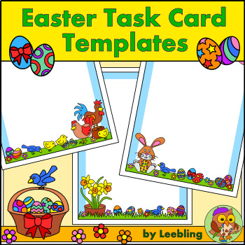 Preview of Easter Task Card Templates - Four Designs, Color and B/W