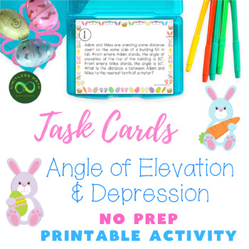 Preview of Easter Task Cards - Angle of Elevation & Depression Word Problems