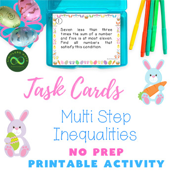 Preview of Easter Task Cards - Multi Step Inequalities Word Problems