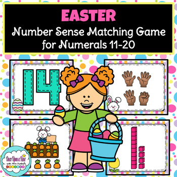Preview of Easter Teen Number Sense Matching Game, Numerals 11-20 | Easter Math Center