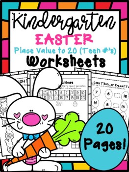 Preview of Easter Teen Numbers (Place Value to 20) Worksheets (Kindergarten)