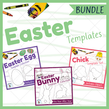 Preview of Easter Templates Bundle - Printable Outlines for Bunny, Egg & Chick Crafts