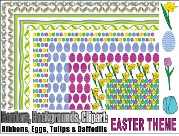 Preview of Easter Theme (Border, Backgrounds and Clip Art)