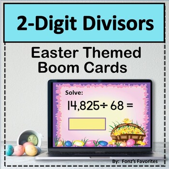 Preview of Easter Themed 2-Digit Divisors Boom Cards - Digital Activity