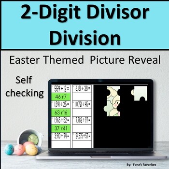 Preview of Easter Themed 2-Digit Divisors Picture Reveal - Digital Activity