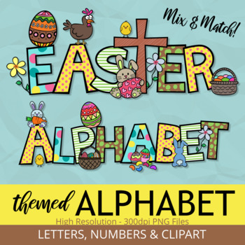 Preview of Easter Themed Alphabet Letters Numbers & Clipart