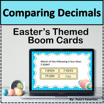 Preview of Easter Themed Comparing Decimals Boom Cards - Digital Activity