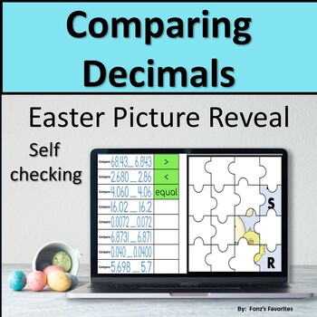 Preview of Easter Themed Comparing Decimals Picture Reveal - Digital Activity