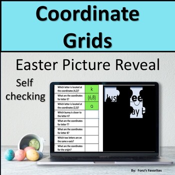 Preview of Easter Themed Coordinate Grids Picture Reveal - Digital Activity