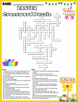 Easter Themed Crossword Puzzle Worksheet Activity by Happy Kiddo
