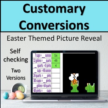 Preview of Easter Themed Customary Conversions Picture Reveal - Digital Activity