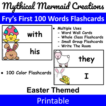 Preview of Easter Themed - Fry's First 100 Words Flashcards / Wall Cards