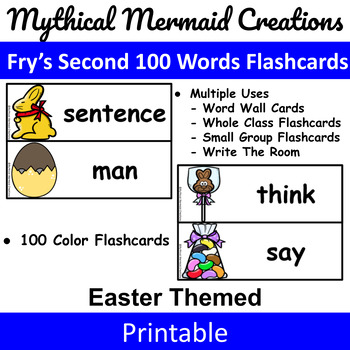 Preview of Easter Themed - Fry's Second 100 Words Flashcards / Wall Cards