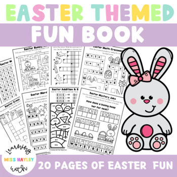 Preview of Easter Themed Fun Book NO PREP Activities Math and Literacy Worksheet Pack