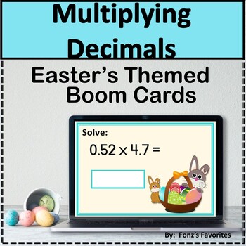 Preview of Easter Themed Multiplying Decimals Boom Cards - Digital Activity