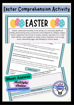Preview of Easter Themed Non-fiction Reading Passage - Comprehension Questions + Answers