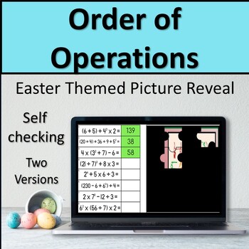 Preview of Easter Themed Order of Operations Picture Reveal - Digital Activity