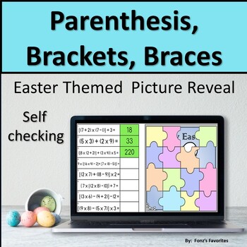 Preview of Easter Themed Parenthesis, Brackets, Braces Picture Reveal - Digital Activity