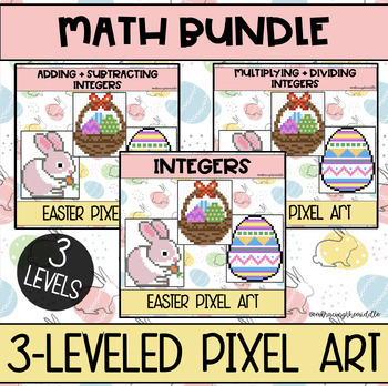 Preview of Easter Themed Pixel Art BUNDLE for Middle School Math