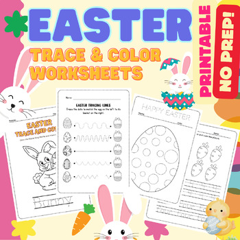 Easter Trace and Color Worksheets for Preschool, PreK-3rd,Interactive ...