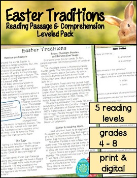 Preview of Easter Reading Comprehension Passages - Leveled Pack