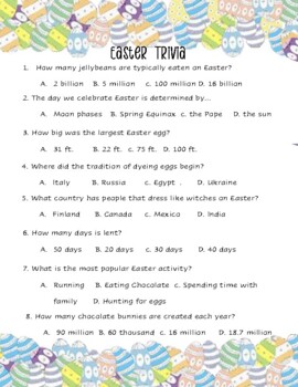 Preview of Easter Trivia Activity
