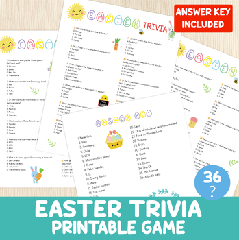 Preview of Easter Trivia Game, Party Games, Printable Trivia, Quiz, Questionnaire