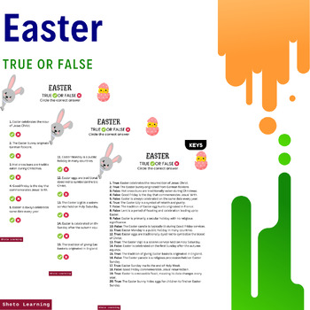 Preview of Easter True or False Worksheet: Test Your Knowledge of the Holiday!