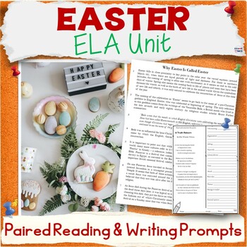 Preview of Easter Unit - Middle School ELA Paired Reading Activities, Writing Prompts