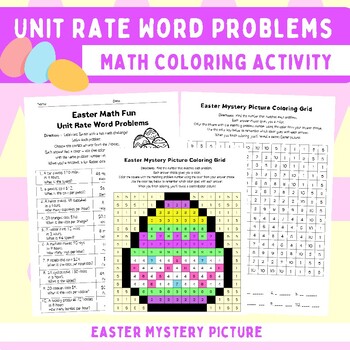 Preview of Easter Unit Rate Word Problems | Color by Code Math Activity | Spring Math