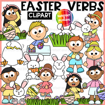 Preview of Easter Verbs Clipart - Grammar Easter Clip Art - Easter Activities Clipart