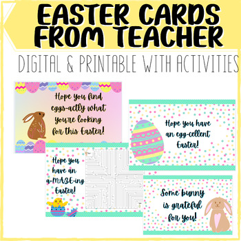 Preview of Easter Digital & Printable Cards from teacher to students & co-workers