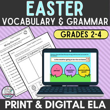Preview of Easter Spelling Vocabulary & Grammar Worksheets and Digital Activities