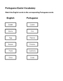 Easter Vocabulary Matching Worksheet (Portuguese to English)