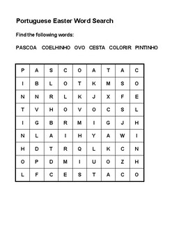 Preview of Easter Vocabulary Word Search (Portuguese)