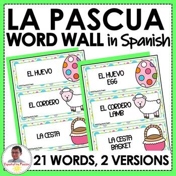 Preview of Easter Vocabulary in Spanish Word Wall Bulletin Board