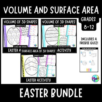 Preview of Easter | Volume and Surface Area of 3D Shapes BUNDLE